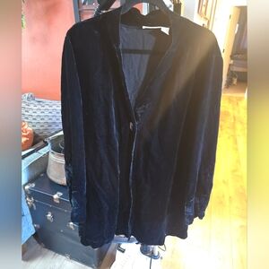 J. Jill Velvet A-Line Rayon Long Sleeve Tunic Blouse XL Black